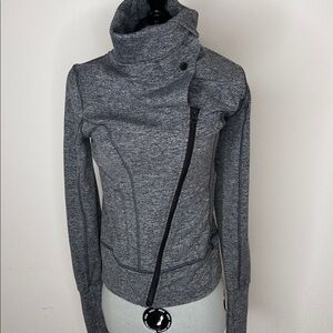 Lorna Jane Asymmetrical Zip Track Jacket Charcoal Gray Small S 129